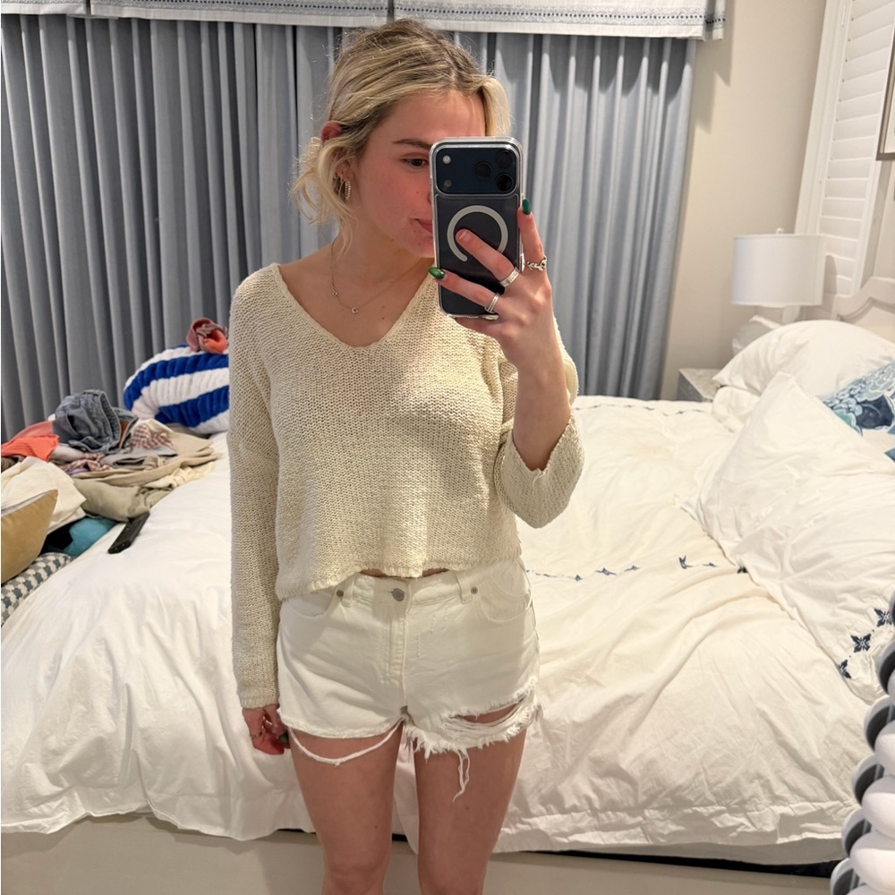 White Distressed Shorts
